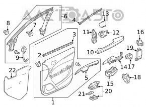 Door trim card front right Acura MDX 14-16 gray