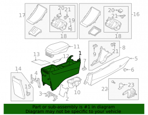 Central console armrest and cup holders Hyundai Elantra UD 11-13
