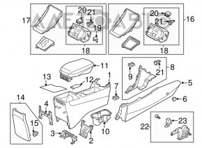 Central console armrest and cup holders Hyundai Elantra UD 11-13