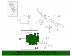 Lexus LS460 LS600h 07-12 washer reservoir with motor and sensor for headlight washer
