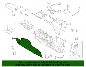 Left side center console trim for Ford Escape MK4 20-24 beige