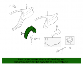 Rear left fender liner BMW 7 F01 11-15