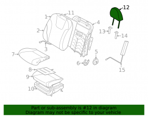 Subaru Forester 14-18 SJ front left headrest, gray cloth