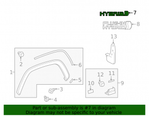 Emblem inscription "Hybrid" wing right Toyota Rav4 19-