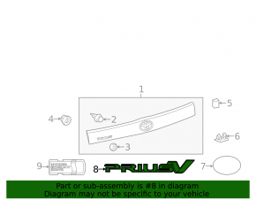 Toyota Prius V 12-17 Trunk Door PriusV Emblem