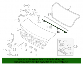 Right trunk lid torsion bar for Kia Optima 16-20 without spoiler