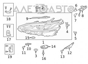 Headlight mount right Lexus ES250 ES300h ES350 19- small