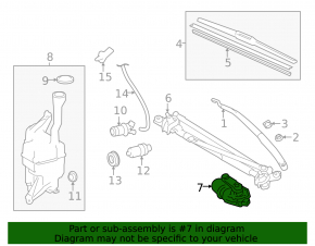 Toyota Camry V55 15-17 Windscreen Wiper Linkage with Motor