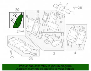 Left rear seat side panel for Infiniti Q50 14-24 beige leather, ready to clean