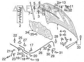 Hood hinge right Audi A3 8V 15-20