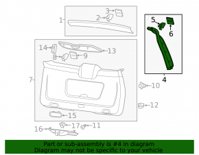 Trunk door trim right Porsche Cayenne 958 11-14 black