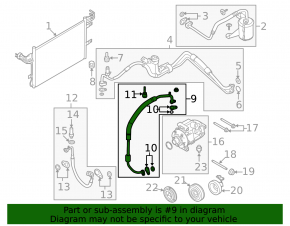 Air conditioning pipe compressor-heater Ford Flex 09-12