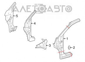 Front left body pillar Toyota Highlander 14- white