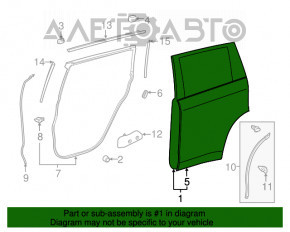 Door bare rear right Toyota Highlander 14-