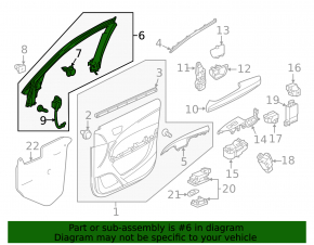 Inner door trim front right Acura MDX 14-20 BSM