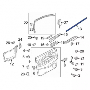 Glass seal inside rear right door Ford Escape MK3 13-