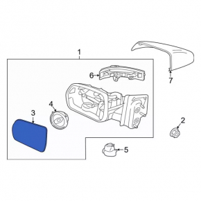 Right mirror element for Ford Edge 19-24 BSM