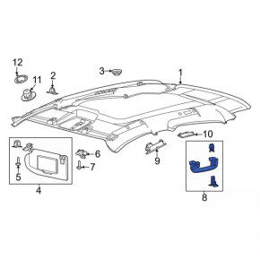 Ceiling handle rear right Ford Mustang Mach-E 21-23 light gray