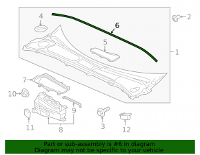 Windscreen wiper grille seal central Volvo V90 17-22 usa