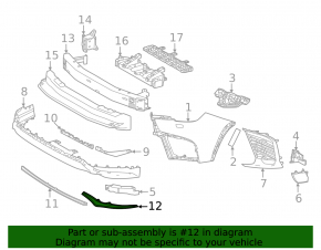 Lower left front bumper molding for Lexus LX 22-26 F Sport