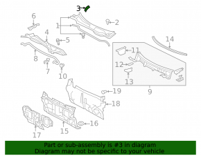 Right windshield wiper seal for Toyota Camry v40