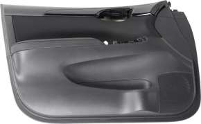 Door trim card front left Nissan Sentra 13-19 black leather, black insert, cloth defect