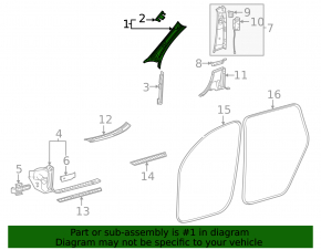 Front pillar trim left upper Mercedes W167 GLE 350 450 20-23 gray, for cleaning