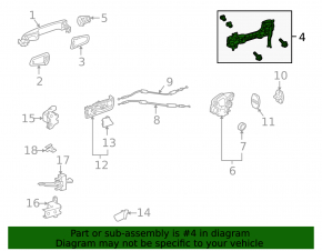 Rear right door handle mechanism Lexus RX350 RX450h 10-15