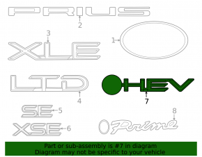Toyota Camry 25-26 trunk lid HEV emblem
