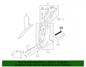 Door sill trim rear left outer Hyundai Santa FE Sport 13-18 black, worn