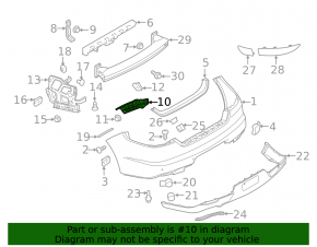 Rear bumper mount right wing Porsche Panamera 14-16