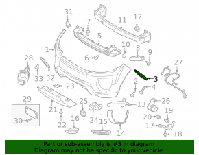Front bumper mount, right fender, Land Rover Range Rover Evoque 12-18