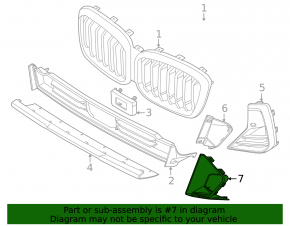 Lower grille of the front bumper, central right, BMW X3 G01 22-23 rest