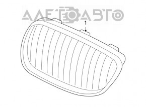 Radiator grill nostril right BMW 335i e92 07-13 with chrome
