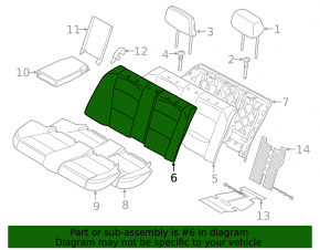 Rear seat backrest, 2nd row, with armrest, BMW 3 Series F30 16-18, black, solid, with armrest, needs cleaning, dented leather