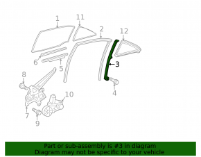 Rear right door glass guide Toyota Camry v40