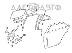 Rear right door glass guide Toyota Camry v40