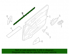 Front left door seal Nissan Sentra 13-19 bottom