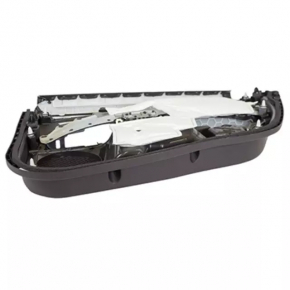 Door trim card rear left Ford Fusion mk5 13-16 black with black insert cloth, armrest leather, molding gray gloss, butts
