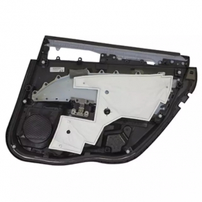 Door trim card rear left Ford Fusion mk5 13-16 black with black insert cloth, armrest leather, molding gray gloss, butts