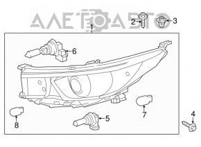 Toyota Highlander 14-16 right front headlight, dark