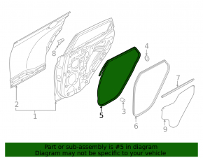 Rear left door seal Hyundai Kona 18-23