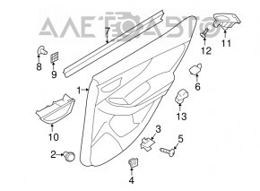Door trim card rear right Subaru Impreza 17-23 black