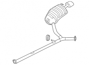 Muffler rear part with barrel right Hyundai Sonata 11-14 2.0