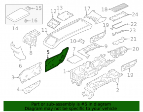 Volvo XC90 25-26 Type 2 center console trim, front left, black