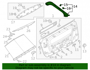Right tailgate trim for Audi Q8 19-25 black