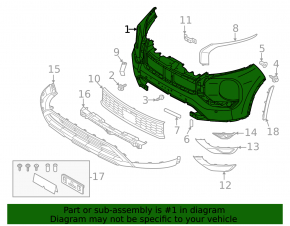 Mitsubishi Outlander 22-25 bare front bumper without parking sensors, under washers