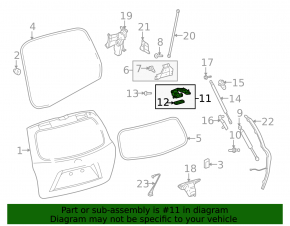 Left tailgate hinge Toyota Highlander 08-10