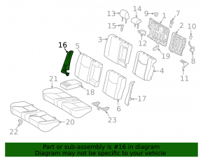 Side trim rear seats right Toyota Prius 30 10-15 velour light gray, for cleaning