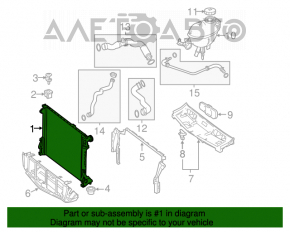 Mercedes W204 C 07-11 water cooling radiator dented